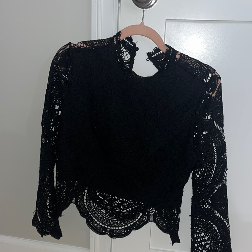 Elegant Black Lace Women's Top